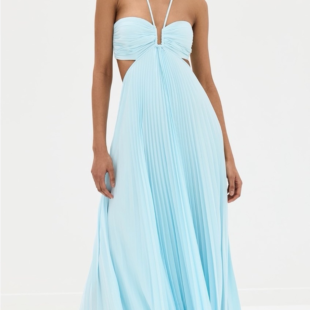 A.L.C. Moira Pleated Halter Dress - Aqua